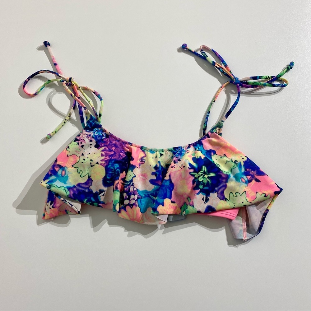 PINK Swimwear Bikini Top Flounce Halter Sz. S